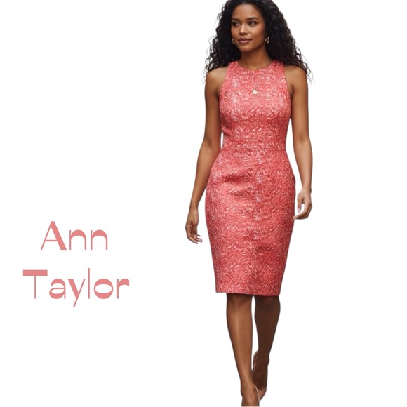Ann Taylor Dresses & Skirts - Ann Taylor Orange White Raised Floral Dress Size 6